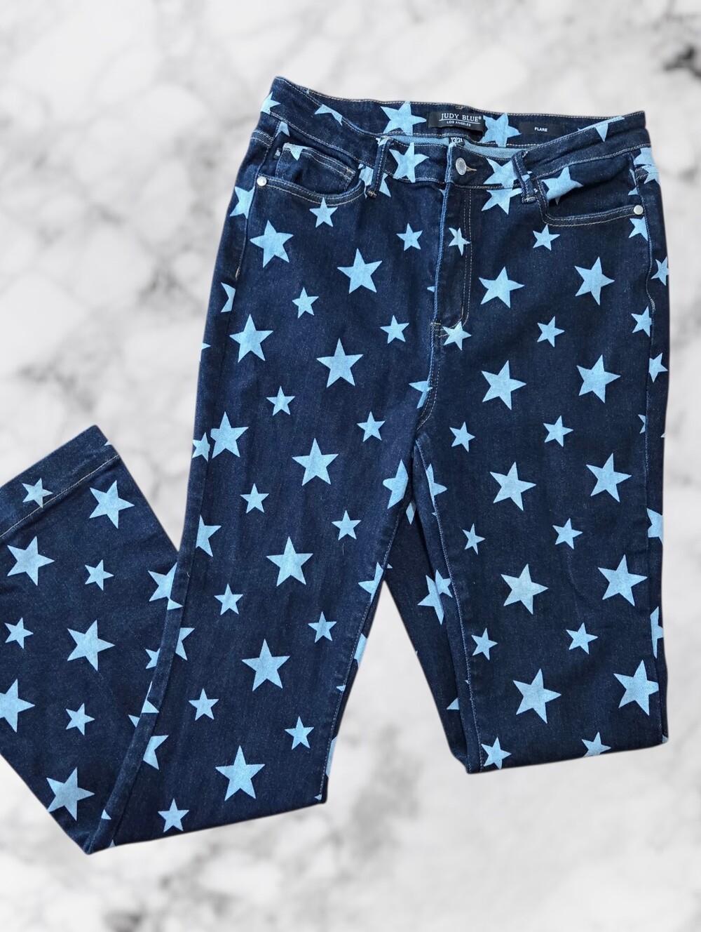 Judy Blue Star Print Flare Jeans Womens 13/31